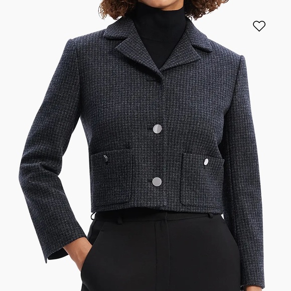 Theory Jackets & Blazers - NWT Theory Charcoal Melange Wool-Blend Boxy Crop Jacket. Size 0